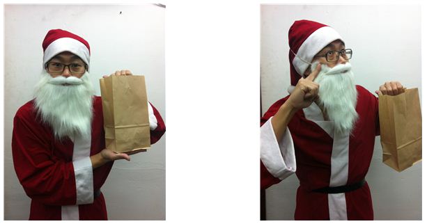 연출사진 1 : “대이빅 선생님이 선물을 주려고 봉투를 가지고 왔어요” “여러분이 받고 싶은 선물이 들어 있을지도 모르겠군요~”